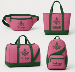 Sac à dos réversible en polyester Cordura imperméable, élégant, bicolore, avec logo brodé rose et vert, pour la franc-maçonnerie et les confréries. - Product Image 5