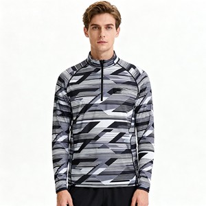Custom Men's Quarter Zip Golf Pullover Polyester Long Sleeve Sublimation Sports Training Top OEM Wholesale - Product Image 4