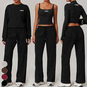 Ensemble de survêtement athleisure 2 pièces personnalisé pour femme, taille plus, couleur unie, pantalon large et ample, crop top, idéal pour le yoga (collection 2026) - Product Image 6