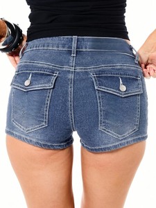 Factory Direct Sales 2026 Summer Vintage Women's High Waist Comfortable Denim Shorts 100% Cotton Eco-Friendly Blue Women's Jeans - Product Image 3