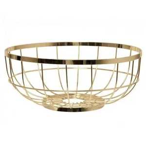 Corbeille à fruits en fil d'or, design pétale, sur pied, en métal, pour table, comptoir de cuisine, plateau de rangement - Product Image 2