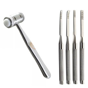 Marteau à os pour implants dentaires certifié CE, ensemble d'instruments chirurgicaux avec ciseaux à os en acier inoxydable pour chirurgie dentaire - Product Image 1