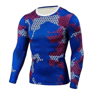 Breathable Factory Supply High Collar Quick Dry Spandex/Polyester Anti-Bacterial Mens <b>Compression</b> <b>Shirt</b> Long Sleeve Rashguar - Product Image 2