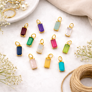 Pendentif en pierre naturelle plaqué or, forme baguette de tourmaline rose, coupe rectangulaire, pour collier et boucles d'oreilles - Product Image 4