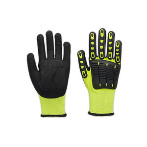 Impact Reducing Work <b>Gloves</b> With Anti-Slip PU Leather Palm And Elastic Wristband For Mechanic Use - Product Image 4