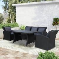 PHU LINH LANGET Ensemble de salon de jardin moderne 5 places en rotin, 4 pièces (canapé, table, chaises) – Prix usine