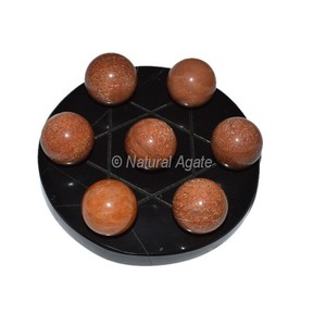 Bola de ojo de tigre, 7 esferas con Base de ágata negra, colección exclusiva - Product Image 6