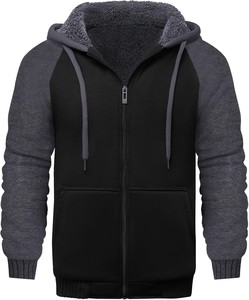 Sudadera con Capucha para Hombre, Color Gris Azulado, Corte Regular, Forro Polar, Cierre de Cremallera, Estilo Casual, Ropa de Invierno, Diseño Tejido de Color Sólido, ODM OEM - Product Image 5