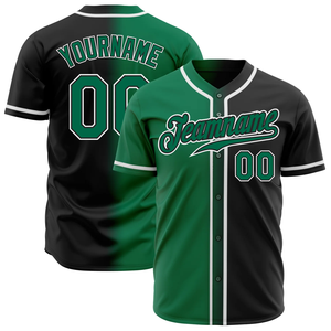 Maillot de baseball personnalisé vert et noir pour adolescents 180gsn, impression par sublimation, tissu polyester - Product Image 1