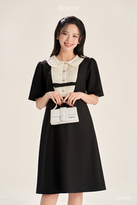 ชุดคลุมท้อง B2 MUM V1446 แบบเป็นมิตรต่อสิ่งแวดล้อม ระบายอากาศได้ดี แขนสั้น ทรงเอ คอปกปีเตอร์แพน สีอ่อน เนื้อผ้านุ่มลื่น ยืดหยุ่นได้ - Product Image 4