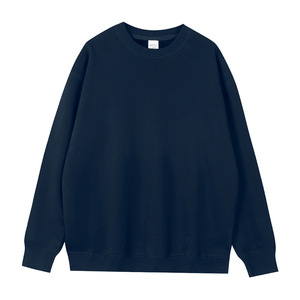 Sudadera de punto oversize con cuello redondo, azul liso, unisex, casual, de manga larga, teñido liso, corte regular - Product Image 4