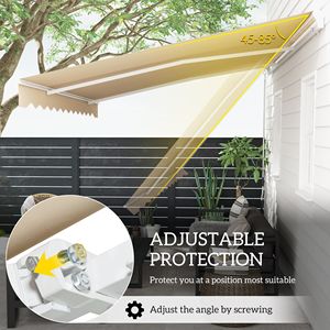Tenda da Sole Retrattile Manuale Beige 13FT X 8FT, Design Durevole, Lunghezza Regolabile, Bracci Pieghevoli, Max 5m 3m - Product Image 4