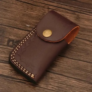 Couteau pliant Damas de qualité industrielle supérieure, manche en bois Pakka, lame droite à pointe tombante, étui en cuir, Pasha Enterprises - Product Image 3