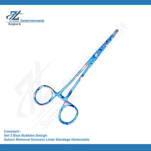 ชุดกรรไกรตัดไหมเย็บแผลสแตนเลสแบบใช้มือ 3 ชิ้น ดีไซน์ฟองสีฟ้า กรรไกรตัดผ้าพันแผลแบบผ่าตัด ใช้ซ้ำได้ - Product Image 2