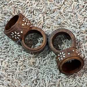 Stylish Farmhouse Wooden Napkin Ring Set for Holiday <b>Table</b> Decoration Dining Accessories Collection Premium Design Elegant Finis - Product Image 6