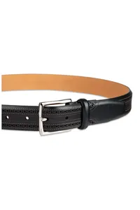 Ceinture Formelle en Cuir Véritable pour Homme avec Boucle en Acier Inoxydable, Écologique, Durable, Motif Floral, Noire, Classique, pour Bureau et Tenues Décontractées - Product Image 5
