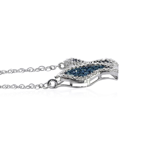 Collar con Colgante de Diamantes Naturales Blancos y Azules de 0.87 Cttw para Mujer en Plata de Ley 925, Cadena de 18 Pulgadas, Corte Redondo (Color G-H) - Product Image 3