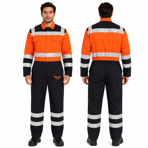 2026 Hi Vis Reflective Work Coverall <b>Men</b> Safety Industrial Coverall Flame Resistant Mechanic <b>Overall</b> Uniform - Product Image 1