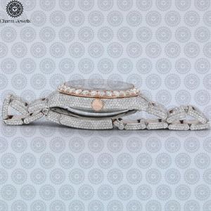 Charm Jewells Luxury Women's Stainless Steel Diamond <b>Watch</b> Analog Dial Sapphire Crystal Round Case 40mm - Product Image 4