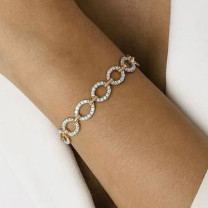 Bracelet en chaîne à maillons en forme de diamant rond en moissanite pour femmes, bijoux fins en argent 925, cadeau de mariage pour les amoureux - Product Image 1