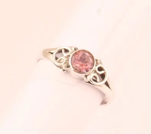 Bague en zircon rose naturel, argent sterling 925, faite à la main, minimaliste, pierre précieuse, bague de mariage, anniversaire, bijoux de créateur, vente en gros - Product Image 4