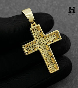 Custom Iced Out Two Tone <b>Cross</b> <b>Pendant</b> 925 <b>Sterling</b> <b>Silver</b> VVS Moissanite Double Layer Religious <b>Cross</b> Charm Hip Hop Jewelry Pas - Product Image 2