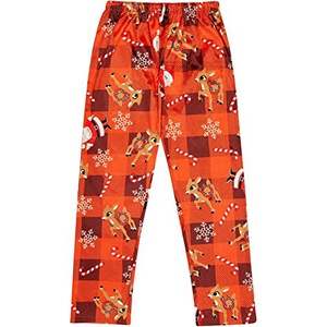 Pantalones de pijama de poliéster para mujer, largos, con estampado de renos y copos de nieve, suaves y cómodos, para dormir en invierno, con cintura con cordón ajustable. - Product Image 1