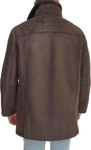 Veste en cuir PU marron pour homme avec doublure en fausse fourrure, col montant, coupe-vent, manteau d'hiver, style décontracté, coupe régulière - Product Image 3