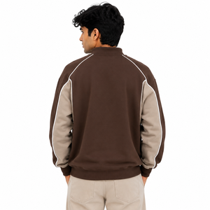 Sudadera Personalizada para Hombre, Cuello Redondo, Dos Tonos, Tejido de Algodón, Panel de Color en el Pecho, Ribete Blanco, Estilo Casual, Streetwear - Product Image 2