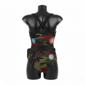 Traje de baño para mujer, 225 GSM, tela de poliéster y spandex de alta elasticidad, camuflaje, multipanel, logotipo sublimado. - Product Image 2