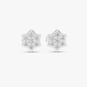 Pendientes de Oro Amarillo de 9K con Diamantes Cultivados en Laboratorio de 0.31CT, Diseño de Racimo de Flores, Corte Brillante Redondo, 7 Piedras, Joyería Fina al por Mayor - Product Image 3