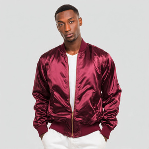 Classic Satin Jacket Men Crew <b>Neck</b> Zipper Satin Shiny Satin Jackets Men's Lightweight Varsity Satin Jacket Mens - Product Image 1