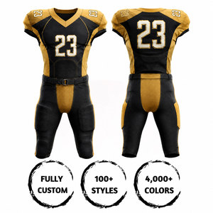Uniforme de Fútbol Americano Personalizado para Hombre, Sublimado, Transpirable, de Poliéster, Negro y Dorado, Número 23 - Product Image 5