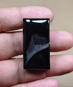 Cuarzo Druzy Negro Natural con Puntos Blancos, Gema Suelta Cabujón Rectangular Pulido para Joyería - Product Image 4