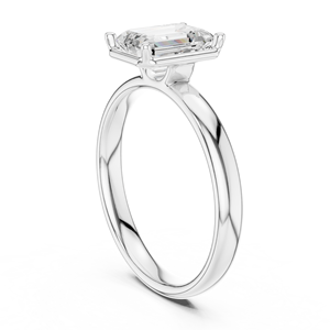 Bague de fiançailles et de mariage classique pour femme en argent sterling 925 avec moissanite taille émeraude, bijoux fins - Product Image 2