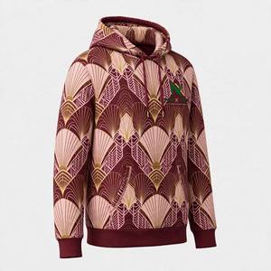 NEXTEX Sweat à capuche unisexe Art Déco bordeaux rose or en coton doux et polyester - Product Image 4