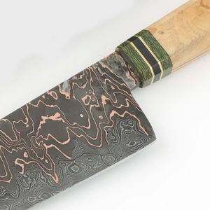 Cuchillo de cocina artesanal de cobre damasco hecho a mano con mangos de madera a juego para cocinas profesionales y domésticas - Product Image 3