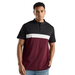 Polos de manga corta al por mayor de bajo precio de venta caliente, camiseta de bloque de color impresa personalizada de tela suave de verano para hombre en blanco de talla grande - Product Image 1