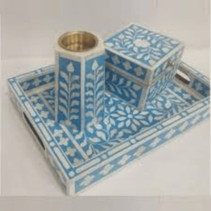 Juego de quemador Bakhoor de madera clásico | Soporte de incienso hecho a mano con taza de latón | Bandeja con incrustaciones de nácar para decoración árabe del hogar - Product Image 3