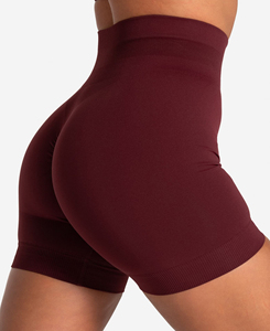 Women's Custom Made Embroidered Casual High Waist Polyester/Spandex Knitted Biker Shorts Breathable Quick Dry Solid Color 120 g - Product Image 2