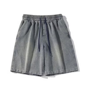 Shorts de Mezclilla Retro de Verano para Hombre, Estilo Urbano, Vintage, Bermuda, Casual, Unisex, Color Liso, Algodón para Exteriores - Product Image 1
