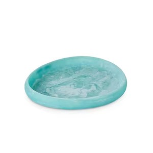 Plato de Resina para Servir, Esmalte Turquesa Craquelado, Ecológico, No Tóxico, Hecho a Mano, Técnica Pulida, Apto para Alimentos, Apto para Lavavajillas - Product Image 2