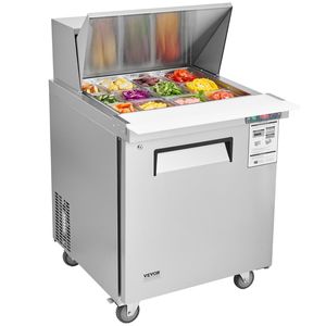 28\" Commercial Stainless Steel Refrigerator Sandwich Salad <b>Prep</b> <b>Table</b> 7.4 Cu. Ft Food <b>Prep</b> <b>Kitchen</b> Refrigeration Equipment - Product Image 1