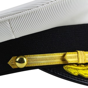 Gorra Formal Blanca Personalizada con Diseño de Laurel Bordado en Oro, Banda Negra, Bordado a Mano, para Hombre Adulto, 56-58CM - Product Image 4
