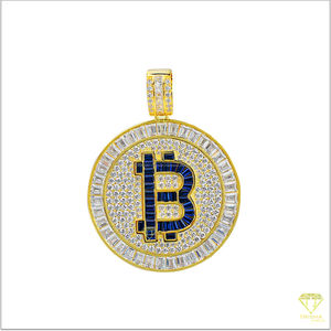 Nuevas tendencias encanto 925 plata esterlina forma redonda letra VVS laboratorio cultivado diamante colgante para hombres - Product Image 3