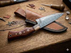 Personalized Custom Handmade Copper Damascus Steel Chef <b>Knife</b> with Rosewood Handle 8" Blade Ambidextrous Design Extra <b>Sharp</b> - Product Image 3