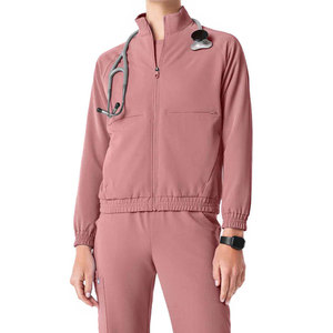 OEM Stretch Healthcare Nursing Jackets Scrubs Tops Zipper Closure Fashion Design Women's Medical Nursing Jackets - Product Image 4