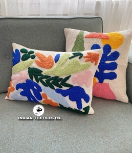 Floral Handmade Indian Cotton Luxury Woven Tufted <b>Sofa</b> Cushion Cover Household <b>Pillow</b> Cases Eco-Friendly Custom OEM Wholesale - Product Image 1