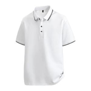 Polo à manches courtes pour homme, couleur unie, tricoté, respirant, décontracté, disponible en bleu marine, blanc, gris, noir - Product Image 3
