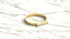 Luxury 18K Gold Baguette <b>Diamond</b> <b>Ring</b> Horizontal Signet Bar Band Stackable Eternity Wedding <b>Ring</b> Fine Jewelry Gift for Women - Product Image 3